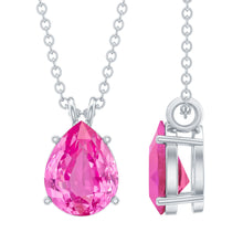 Load image into Gallery viewer, Certified 1.8 Carat Lab Grown Pink Sapphire Teardrop Necklace