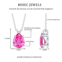 Load image into Gallery viewer, Certified 1.8 Carat Lab Grown Pink Sapphire Teardrop Necklace
