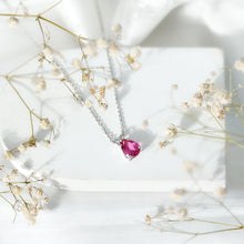 Load image into Gallery viewer, Certified 1.8 Carat Lab Grown Pink Sapphire Teardrop Necklace