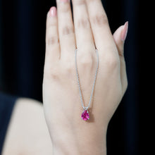 Load image into Gallery viewer, Certified 1.8 Carat Lab Grown Pink Sapphire Teardrop Necklace