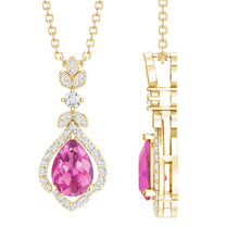 Load image into Gallery viewer, Natural Pink Tourmaline and Diamond Wedding Necklace for Bride