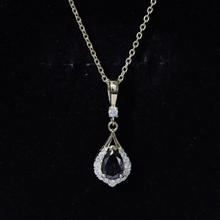 Load image into Gallery viewer, Certified Black and White Diamond Teardrop Necklace with Silver Chain