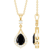 Load image into Gallery viewer, Certified Black and White Diamond Teardrop Necklace with Silver Chain