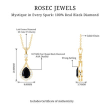 Load image into Gallery viewer, Certified Black and White Diamond Teardrop Necklace with Silver Chain