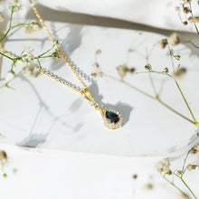 Load image into Gallery viewer, Certified Black and White Diamond Teardrop Necklace with Silver Chain