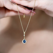 Load image into Gallery viewer, Certified Black and White Diamond Teardrop Necklace with Silver Chain