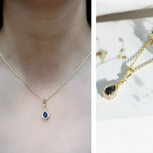 Load image into Gallery viewer, Certified Black and White Diamond Teardrop Necklace with Silver Chain