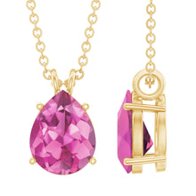 Load image into Gallery viewer, Genuine 1.6 Carat Pink Tourmaline Teardrop Necklace with Chain