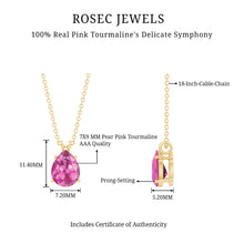 Load image into Gallery viewer, Genuine 1.6 Carat Pink Tourmaline Teardrop Necklace with Chain