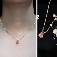 Load image into Gallery viewer, Genuine 1.6 Carat Pink Tourmaline Teardrop Necklace with Chain