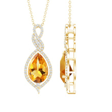 Load image into Gallery viewer, Natural 1.75 Carat Citrine Teardrop Bridal Necklace with Diamond