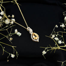 Load image into Gallery viewer, Natural 1.75 Carat Citrine Teardrop Bridal Necklace with Diamond