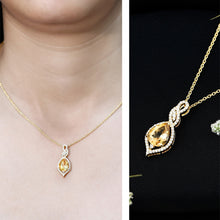 Load image into Gallery viewer, Natural 1.75 Carat Citrine Teardrop Bridal Necklace with Diamond