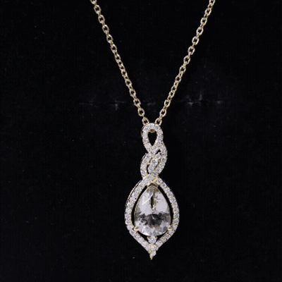 Certified 1.75 Carat Morganite Teardrop Necklace with Diamond