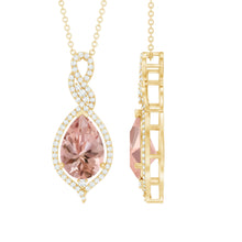 Load image into Gallery viewer, Certified 1.75 Carat Morganite Teardrop Necklace with Diamond