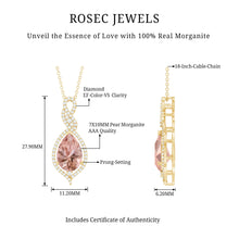 Load image into Gallery viewer, Certified 1.75 Carat Morganite Teardrop Necklace with Diamond
