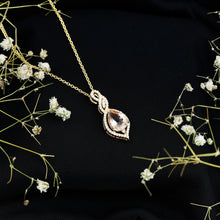Load image into Gallery viewer, Certified 1.75 Carat Morganite Teardrop Necklace with Diamond
