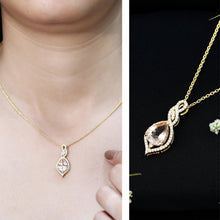 Load image into Gallery viewer, Certified 1.75 Carat Morganite Teardrop Necklace with Diamond