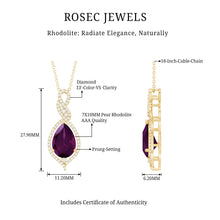 Load image into Gallery viewer, 2.5 Carat Pear Shaped Rhodolite Diamond Wedding Necklace for Bride