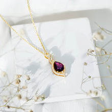 Load image into Gallery viewer, 2.5 Carat Pear Shaped Rhodolite Diamond Wedding Necklace for Bride