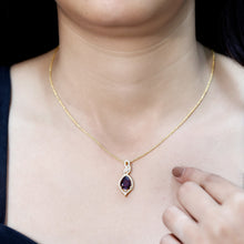 Load image into Gallery viewer, 2.5 Carat Pear Shaped Rhodolite Diamond Wedding Necklace for Bride