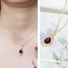 Load image into Gallery viewer, 2.5 Carat Pear Shaped Rhodolite Diamond Wedding Necklace for Bride