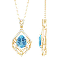 Load image into Gallery viewer, 2.2 Carat Swiss Blue Topaz Designer Wedding Necklace with Lab Diamond