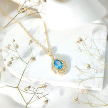 Load image into Gallery viewer, 2.2 Carat Swiss Blue Topaz Designer Wedding Necklace with Lab Diamond