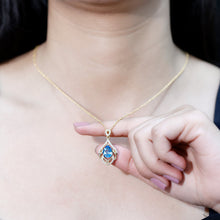 Load image into Gallery viewer, 2.2 Carat Swiss Blue Topaz Designer Wedding Necklace with Lab Diamond