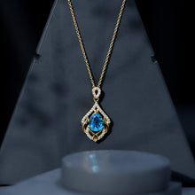 Load image into Gallery viewer, 2.2 Carat Swiss Blue Topaz Designer Wedding Necklace with Lab Diamond