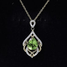 Load image into Gallery viewer, Designer 2.2 Carat Peridot Necklace with Lab Diamond
