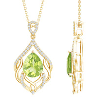 Load image into Gallery viewer, Designer 2.2 Carat Peridot Necklace with Lab Diamond