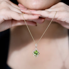Load image into Gallery viewer, Designer 2.2 Carat Peridot Necklace with Lab Diamond