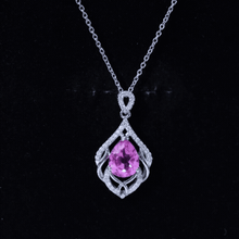 Load image into Gallery viewer, 3.3 Carat Lab Grown Pink Sapphire Designer Necklace with Diamond