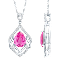 Load image into Gallery viewer, 3.3 Carat Lab Grown Pink Sapphire Designer Necklace with Diamond