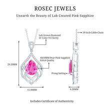 Load image into Gallery viewer, 3.3 Carat Lab Grown Pink Sapphire Designer Necklace with Diamond