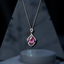 Load image into Gallery viewer, 3.3 Carat Lab Grown Pink Sapphire Designer Necklace with Diamond