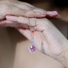 Load image into Gallery viewer, 3.3 Carat Lab Grown Pink Sapphire Designer Necklace with Diamond
