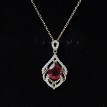 Load image into Gallery viewer, 3 Carat Lab Grown Ruby Wedding Necklace with Diamond