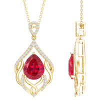 Load image into Gallery viewer, 3 Carat Lab Grown Ruby Wedding Necklace with Diamond
