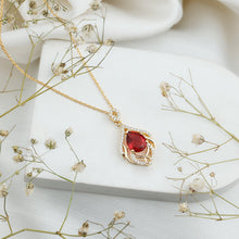 Load image into Gallery viewer, 3 Carat Lab Grown Ruby Wedding Necklace with Diamond