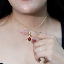 Load image into Gallery viewer, 3 Carat Lab Grown Ruby Wedding Necklace with Diamond