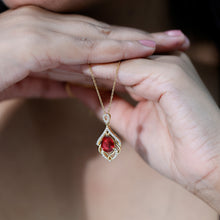 Load image into Gallery viewer, 3 Carat Lab Grown Ruby Wedding Necklace with Diamond