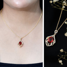 Load image into Gallery viewer, 3 Carat Lab Grown Ruby Wedding Necklace with Diamond