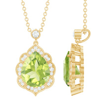 Load image into Gallery viewer, Natural 2.2 Carat Pear Shape Peridot Vintage Necklace with Lab Grown Diamond