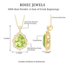Load image into Gallery viewer, Natural 2.2 Carat Pear Shape Peridot Vintage Necklace with Lab Grown Diamond