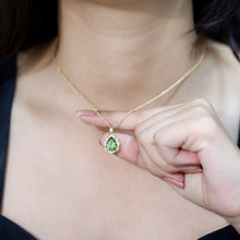 Load image into Gallery viewer, Natural 2.2 Carat Pear Shape Peridot Vintage Necklace with Lab Grown Diamond