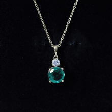 Load image into Gallery viewer, Certified 2.75 Carat Lab Created Emerald Solitaire Necklace with Silver Chain
