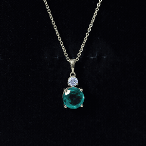 Certified 2.75 Carat Lab Created Emerald Solitaire Necklace with Silver Chain