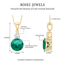 Load image into Gallery viewer, Certified 2.75 Carat Lab Created Emerald Solitaire Necklace with Silver Chain
